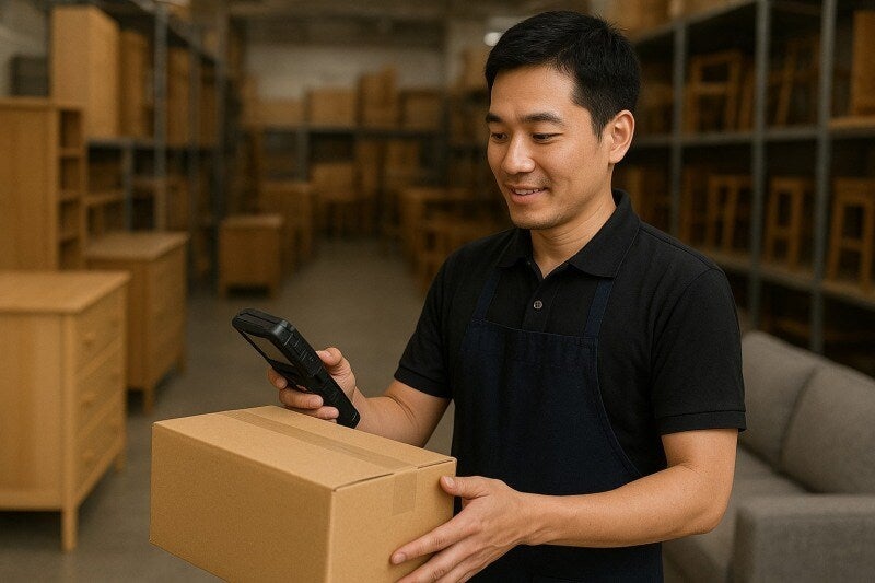 家具量販店のバックヤード作業/検品・在庫整理・梱包・(軽作業・物流,大分市)のイメージ画像