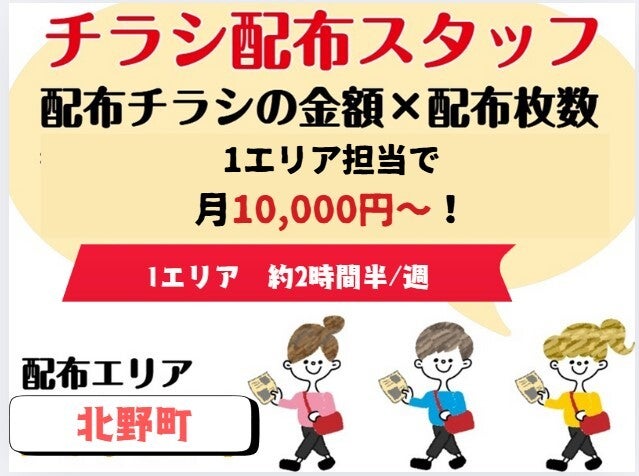 【配布エリア：北野町】WワークOK！チラシ配布/ポスティング(イベント,久留米市)のイメージ画像